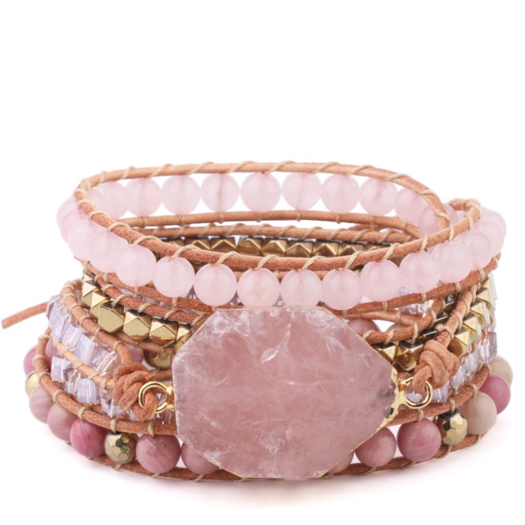 Pulseira Feminina Quartzo Rosa - Atrai Energia do Amor