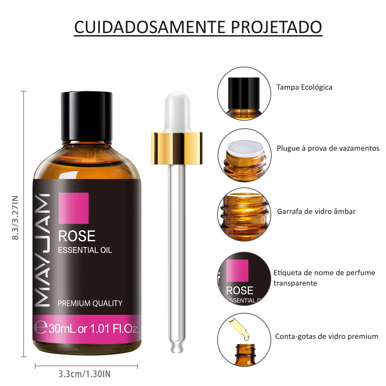 Óleo Essencial de Rosas - Relaxamento, Equilíbrio Emocional e Hidratação da Pele 30ml