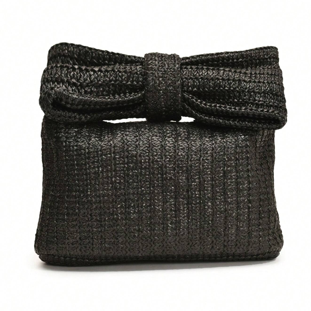 Bolsa Clutch Feminina de Palha Bow